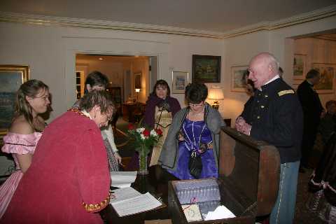 Check-in for the Col. and his guests.